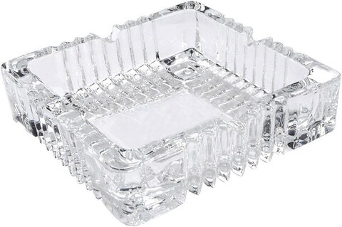 Lavish Glass Ashtray Simple And Clear Ashtrays For Home Office Cafes Hotels Outdoor Use, Decorative Cute Pretty Ash Holders (2-Piece (10.5 cm) Square)