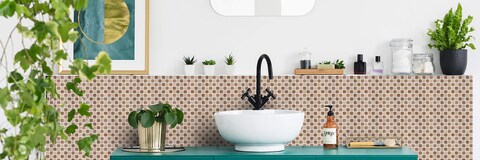 LPS PACK OF 10 BROWN STONE EFFECT Mosaic tile transfers STICKERS - black, peel and stick transform your bathroom or kitchen