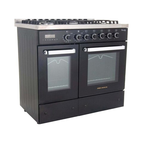 بوتاجاز بريميوم غاز دوبل شيف 5 شعلات - ستانلس ستيل وأسود - 6090SB-1GC-511-IDSP-DH