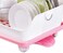 Dish Drying Rack 2 Tiers Holder Plastic Kitchen Tray Drainer Organizer Holder (Pink)