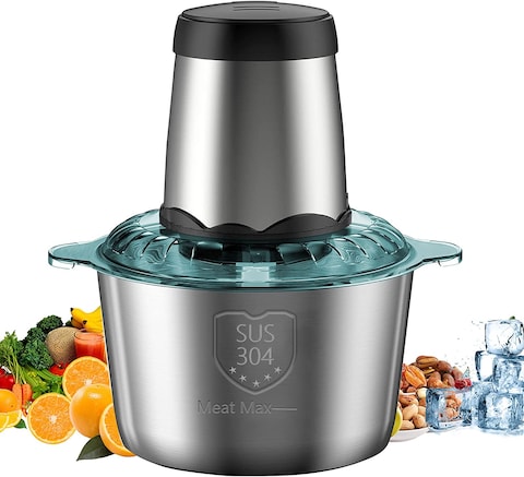 Food Chopper Multifunctional Stainless Steel Food Processor Vegetable Chopper Electric Meat Grinder for Meat Vegetable Fruits, 2L, 4 Sharp Blades
