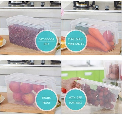 Geeni In-House Food Storage Boxes With Lids Freezer Safe Volwco 3 Pcs 4.7L Large Plastic Kitchen Refrigerator Stackable Food Fruit Storage Containers With Handle (4 Qty)