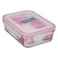 Glasslock Rectangular Food Container Clear/Pink 1L