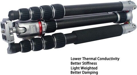 Coopic T-25C+L30S Carbon Fiber 3 In 1 Tripod Monopod Ball Head Max 63 Inch/160 cm With Fluid Metal Ball Video Head 1/4-Inch Quick Shoe Plate And Bag For DSLR Camera Video Camcorder Load Up To 15 Kg