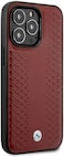 CG Mobile BMW Compatible With Magsafe Signature Collection Genuine Leather Case With Diamond Hot Stamp Pattern Wireless Chargeable/Protective Cover Compatible With iPhone 14 Pro Max 6.7" (Burgundy)