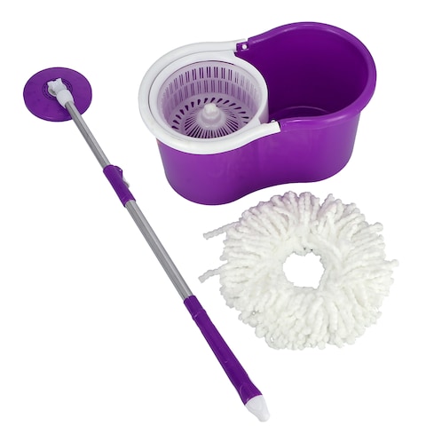 اشتري Royalford Rf9443 Easy Spin Mop And Bucket Set, 360 Degree Spinning Mop Bucket Home Cleaner, Extended Easy Press Stainless Steel Handle And Easy Wring Dryer Basket For Home Kitchen Floor Cleaning في الامارات