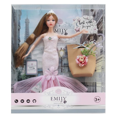 Hk Emily Fashion Doll With Bag Pink