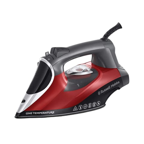 Russell Hobbs One Temperature Iron Dry &amp; Steam Iron 25090-56 Ceramic Soleplate Black Grey Red 2