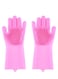 Generic Temperature Resistant Waterproof Antiskid Dishwashing Glove Pink 35 X 15.5cm