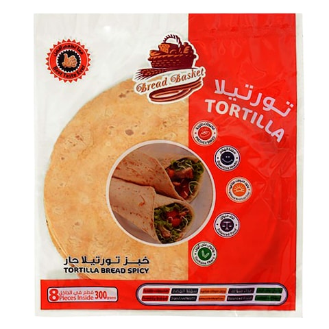 Bread Basket Spicy Tortilla Bread 300g, 8 Pieces