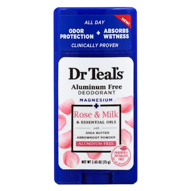 Dr. Teal&#39;s Aluminum Free Rose And Milk Deodorant 75g