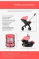 COOLBABY Newborn Baby Stroller Car Seat Two-way Baby Carrier Rocking Chair Cradle Four-in-one Stroller Portable Stroller Foldable Four-wheel Suspension Wheel,Color: gray