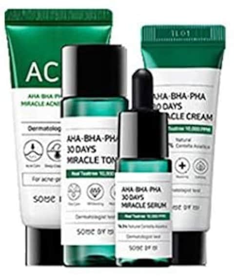 Somebymi Aha.Bha.Pha 30Days Starter Limited Edition 4 Pcs Set (Toner 30ml+Serum 10ml+Cream 20G+Miracle Acne Clear Foam 30ml) Miracle Ac Sos Kit