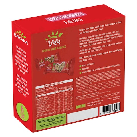 Bayara Strawberry and Oats Chewy Soft Bar, 30g Pack of 6