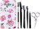Fitdon Eyebrow Grooming Set, Professional Slant Tip Tweezers &amp; Curved Stainless Steel Scissors &amp; 3Pcs Brow Razors Trimmer &amp; Duo Angled Eyebrow Brush With Spoolie
