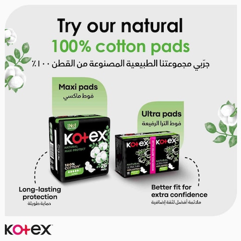 Kotex Natural Panty Liners 100% Cotton Normal Size 30 Daily Panty Liners