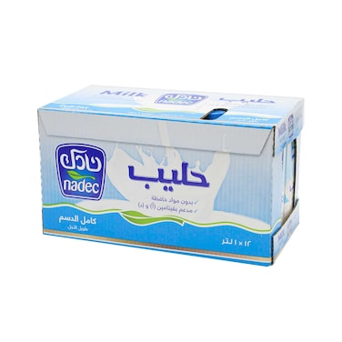 Nadec Milk Long Life Full Fat 1L &times; 12 Pieces
