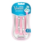 Buy Gillette Venus Sensitive Skin Disposable Razor Pink 3 PCS in UAE