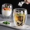 Double Walled Glass Coffee Mugs, Large Insulated Layer Coffee Cups, Clear Borosilicate Mugs, Perfect for Cappuccino, Tea, Latte, Espresso, Wine, Microwave Safe (12OZ/350ml, 4-piece set)