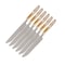 Ramadan Design Heavy Duty Ceramic Handle  Dinner Knives Set of 6 Stainless Steel Butter， Spreader Cheese Knife ，Table Knifes， Silverware Butterknives，Steak Knives，Fruit Knife -Gold And White Color
