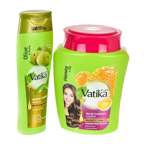 Buy Vatika Naturals Nourish and Protect Shampoo 200ml + Intensive Nourishment Hot Oil Treatment 1kg in UAE