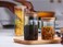 1CHASE&reg; 6 Pcs Glass Food Storage Jars Air Tight borosilicate Kitchen Food Storage Container Set with Natural Bamboo Lids for Candy Cookie Rice Sugar Flour Pasta Nuts 450 ML /700ML
