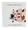 Fun side on cow Birthday card with a fluffy fringe and googly eyes.