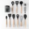 Decdeal - 11PCS Cooking Utensils with Storage Holder Kitchen Utensil Set Silicone Kitchenware Set Wooden Handle&nbsp;Cookware Set Chef Nonstick Cookware Kitchen Gadgets