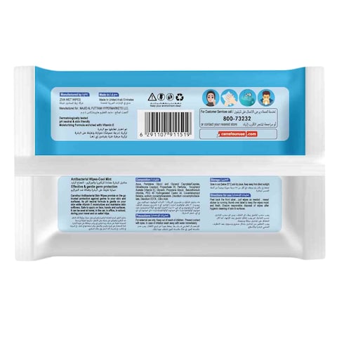 Carrefour Cool Mint Antibacterial Wipes 20 Count