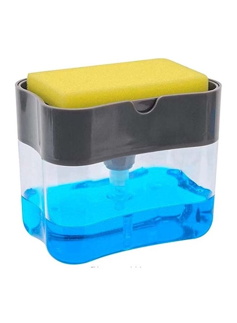 Buy Generic 2-In-1 Sponge Rack Shelf Soap And Detergent Dispenser Pump Black 5.1X3.35X3.5Inch in UAE