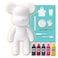 DIY CREATE YOUR OWN UNIQUE ACRYLIC FLUID POURING PAINT MONEY SAVING BEAR (13 inch - 33 cm) COMPLETE SET, Colors: Black, Rose-Red, Blue-Green, Fluorescent-Pink, Lemon-Yellow, Fun Creative Gift
