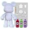 COOL BEAR COIN PIGGY BANK FIGURE (9 inch - 23 cm) ACRYLIC DRIP POUR PAINT COMPLETE KIT, Colors: Rose-Red, Mint-Green, Light-Purple. Acrylic Rich Pigments Fluid Flow Paint, Arts and Crafts.