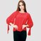 KIDWALA Size 36, Women'S Tops, Tees &amp; Blouses Tie Sleeves, Red Blouse, Round Nick Top With 3/4 Quarter Sleeves Length, Waist Length Blouse