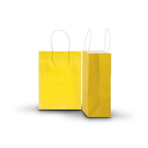Party Time 24-Pieces A5 Yellow Kraft Paper Bags with Handle Party Gift Bag Birthday Wedding Graduation Baby Shower Christmas Shopping Favor Present Bag Souvenir Bag Wrapping Bags