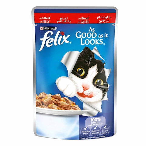 Purina Felix As Good As It Looks Beef In Jelly Wet Cat Food For Kitten 85g