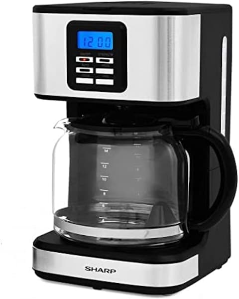 Sharp 950W 15 Cup 12 Hours Programmable Coffee Maker With 1.8L Glass Carafe And Keep Warm Feature For Drip Coffee And Espresso, Black Hm Dx41 S3, 1 Years Warranty, Silver