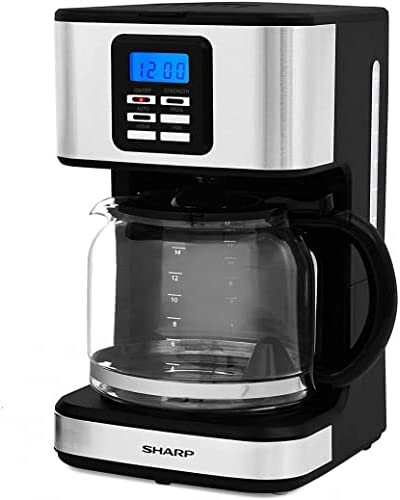 Sharp 950W 15 Cup 12 Hours Programmable Coffee Maker With 1.8L Glass Carafe And Keep Warm Feature For Drip Coffee And Espresso, Black Hm Dx41 S3, 1 Years Warranty, Silver