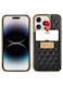 ONEGIF Design iPhone 14 Pro Max Case Premium Leather Case Cover with Card Slot Holder Black