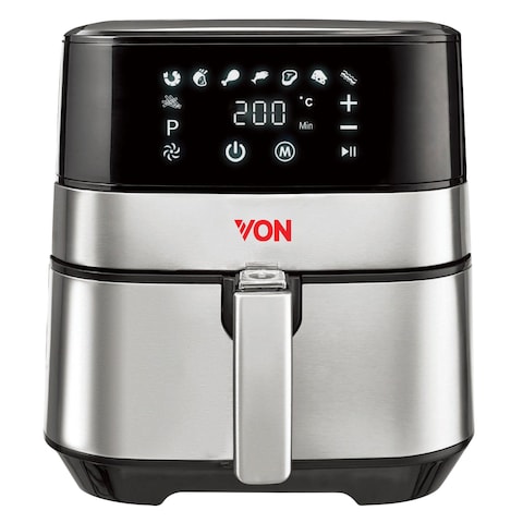 Von VSYA55MTX Air Fryer 1700 Watt Silver And Black 5.5L