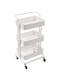 3-Tier Rolling Shelves Metal Cart Organizer White 85x45x35centimeter