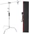 COOPIC Create Cool Pictures C Stand Stainless Steel 210cm Max Height With 88cm Holding Arm 2 Pieces Grip Head And Carrying Bag For Video Reflector Monolight And Photography