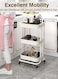 3 Tier Rolling Utility Organizer Rack Craft Art Cart Multi-Purpose Organizer Shelf for Office Bathroom Kitchen Laundry Room White