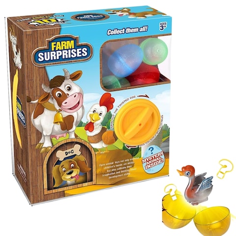 FITTO Farm Animal Twisting Egg Machine Toy - Fun and Developmental Toy for Kids