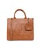 AMICA Marisol Embossed Structured Top-Handle Handbag in Vintage Finish with a Detachable Shoulder Strap and Coin Pouch in Tan / Brown