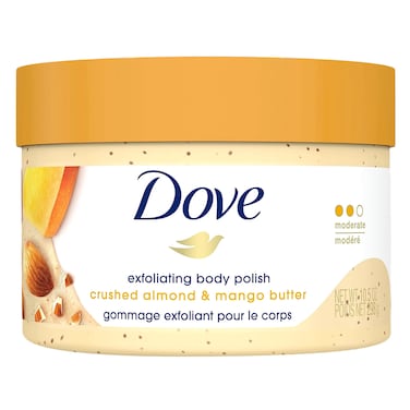 Dove Exfoliating Polish Crushed Almond And Mango Butter Body Scrub 298g