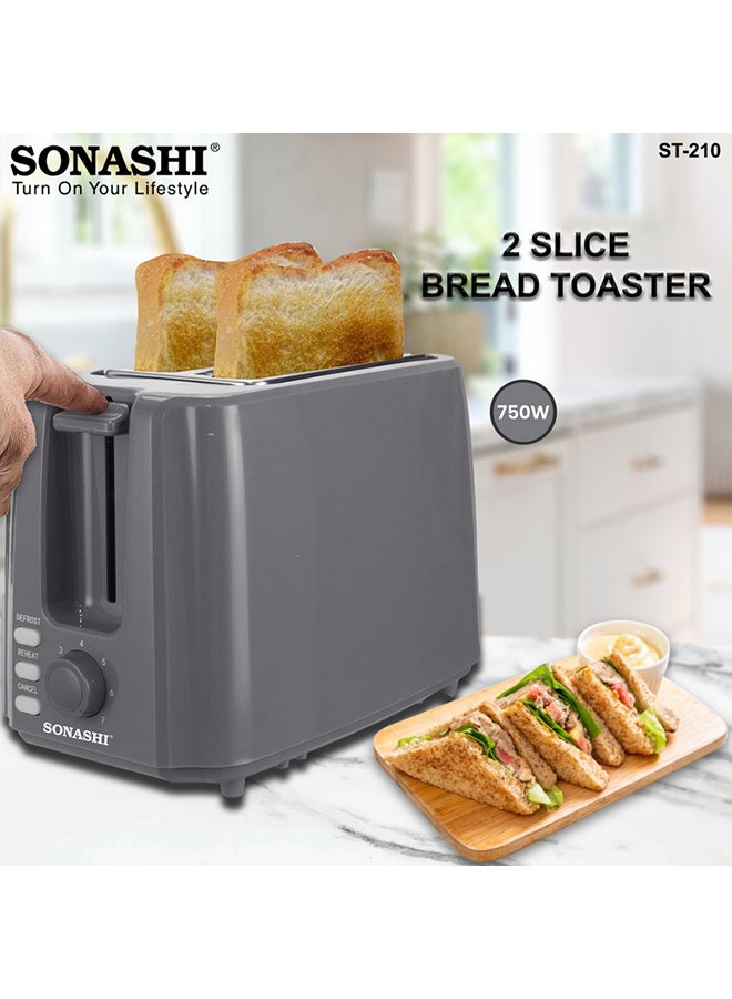 Sonashi 2-Slice Bread Toaster 750 W ST-210 Grey