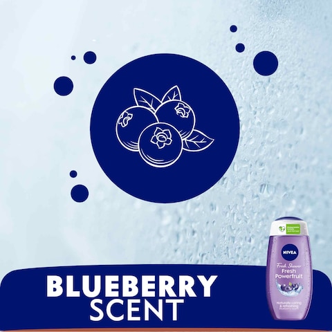 NIVEA Shower Gel Body Wash Fresh Powerfruit Antioxidants Blueberry Scent 250ml