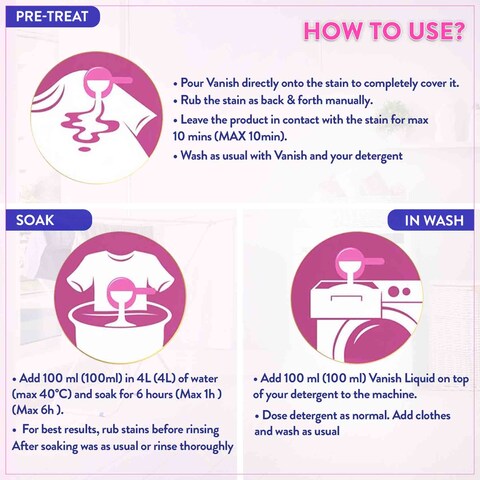 Vanish Crystal White Laundry Stain Remover Liquid for White Clothes, 1.8L