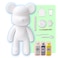 DIY CREATE YOUR OWN UNIQUE ACRYLIC FLUID POURING PAINT BEAR (9 inch - 23 cm) COMPLETE SET, colors: White, Silver, Lemon-Yellow. Arts and Crafts, Customize Handmade Creative Birthday Gift