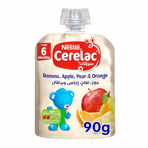 Cerelac Banana Apple Pear &amp; Orange Puree Pouch - 90 gram
